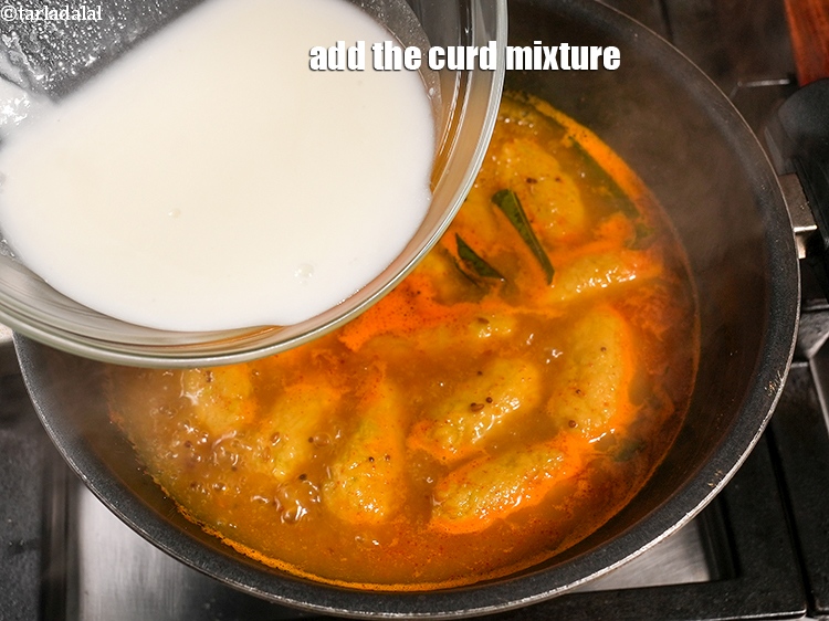 Step 27 – Add the curd mixture.