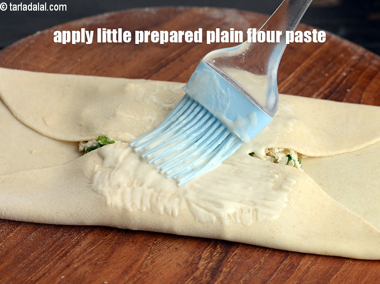 Step 29 – Now apply little prepared plain flour paste using a brush.