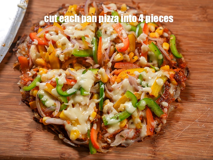 Step 27 – Cut each pan pizza into 4 pieces.