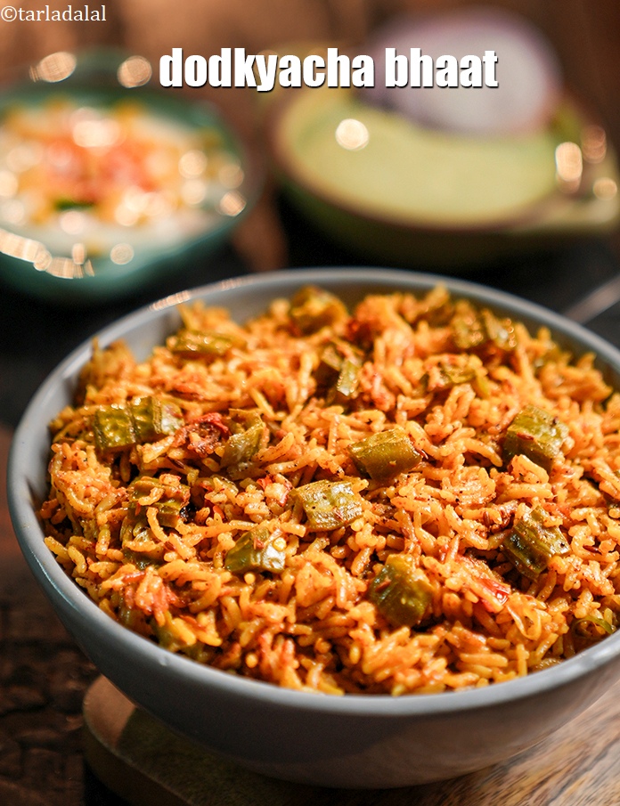 Step 27 – Serve <strong>turai pulao recipe | dodkyacha bhaat | ridge gourd rice in a pressure cooker …