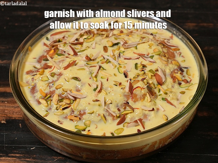 Step 27 – Garnish with almond slivers and allow it to soak for 15 minutes.