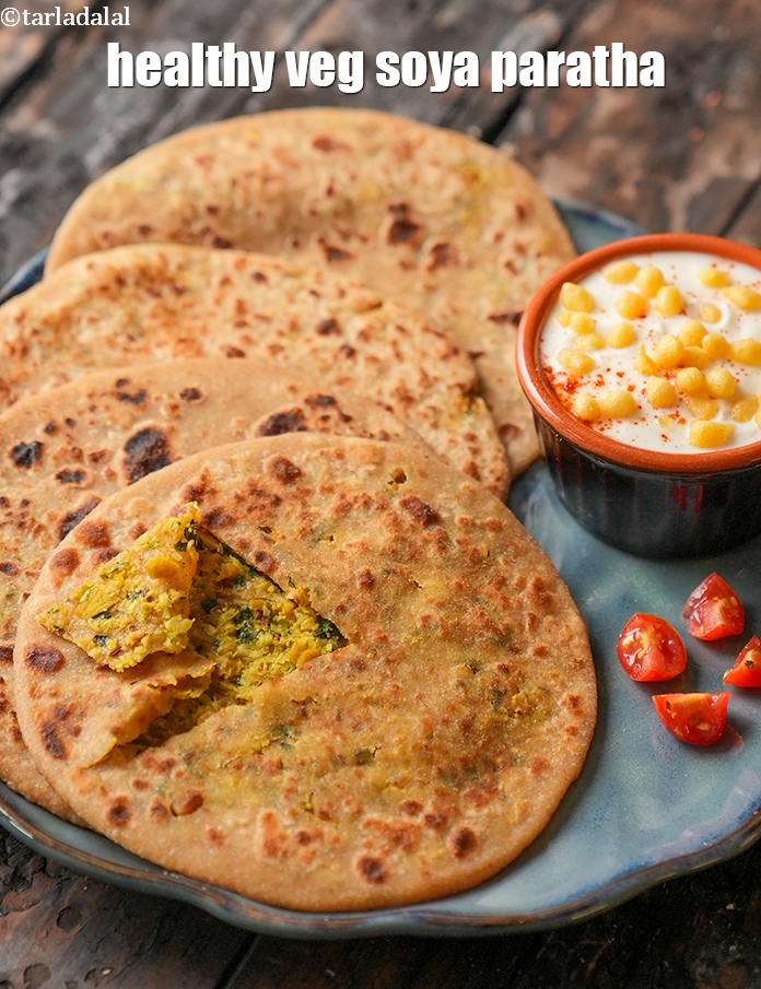 Step 39 – Serve <strong>soya cauliflower paratha recipe | &nbsp;healthy cauliflower soya paratha |</strong> hot.