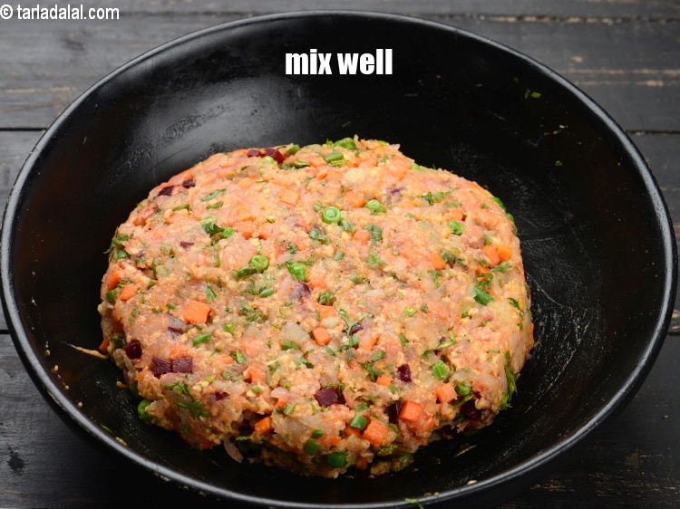 Step 28 – Mix well to form a patties mixture.