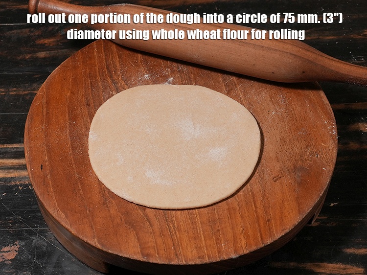 Step 35 – Roll out one portion of the dough into a circle of 75 mm. (3&quot;) diameter …