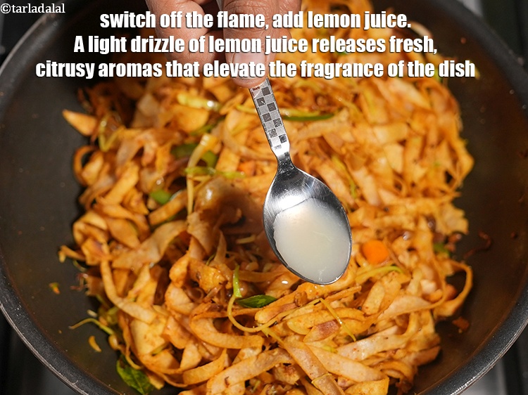 Step 30 – Switch off the flame, add 1 tsp <a href="https://www.tarladalal.com/glossary-lemon-juice-numbi-ka-ras-nimbu-ka-juice-471i">lemon juice</a>. A light drizzle of lemon …