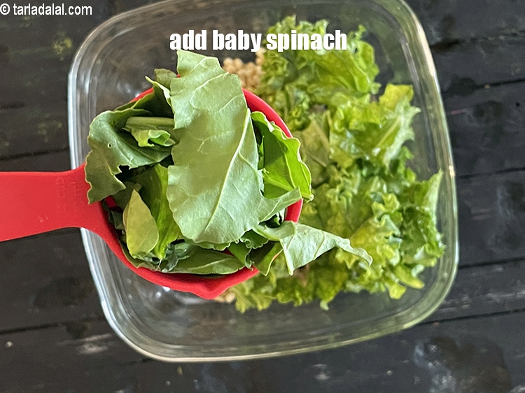 Step 27 – Add&nbsp;<meta charset="UTF-8" /><strong>1/4&nbsp;cup</strong>&nbsp;chopped&nbsp;<a href="glossary-baby-spinach-choti-palak-2629i">baby spinach</a>. <u><em>You can mix amd match the greens you want to …