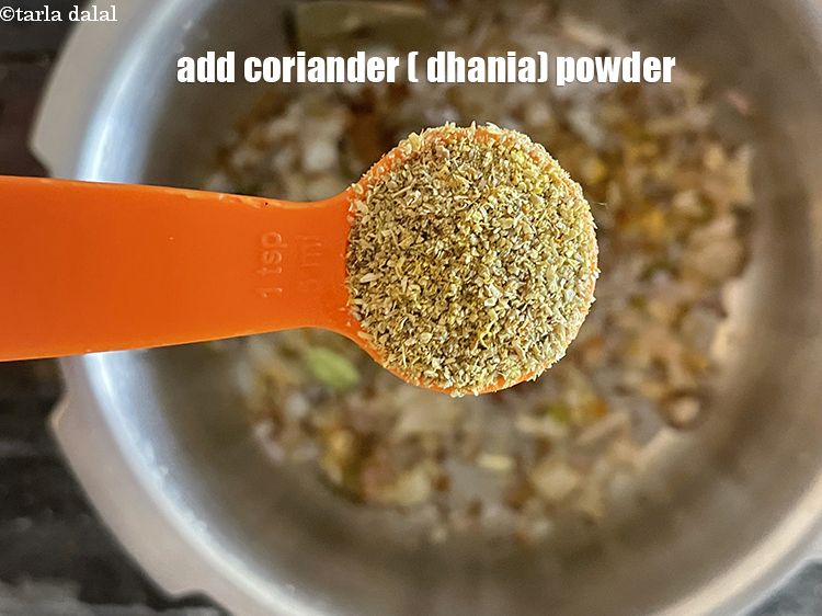 Step 27 – Add&nbsp;<meta charset="UTF-8" />1 tsp&nbsp;<a href="glossary-coriander-powder-dhania-powder-370i">coriander (dhania) powder</a>.