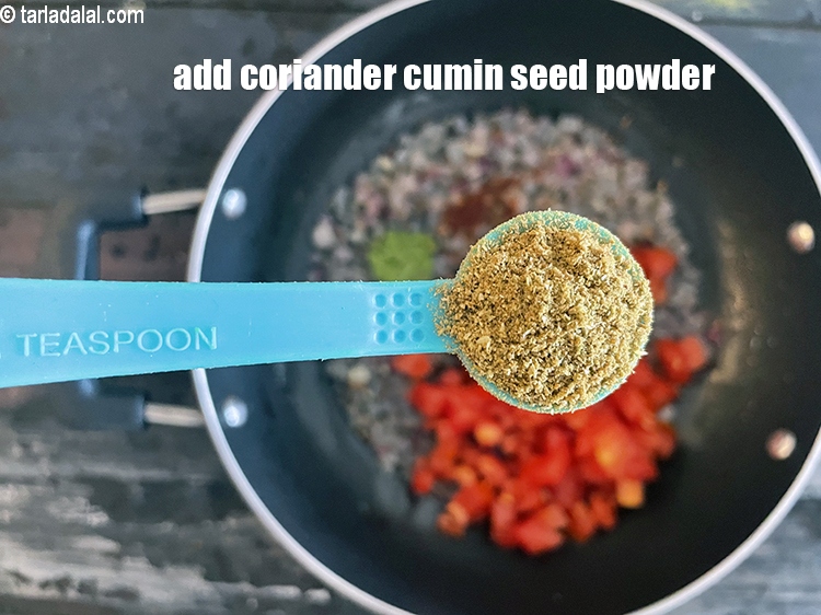 Step 27 – Add&nbsp;<meta charset="UTF-8" />1/2 tsp&nbsp;<a href="glossary-coriander-cumin-seeds-powder-dhania-jeera-powder-375i">coriander-cumin seed powder</a>.