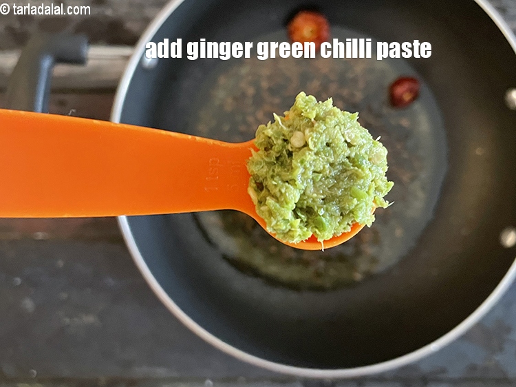 Step 27 – Add&nbsp;<meta charset="UTF-8" />1 tsp&nbsp;<a href="glossary-ginger-green-chilli-paste-adrak-mirch-ki-paste-adrak-mirchi-paste-139i">ginger-green chilli paste</a>.