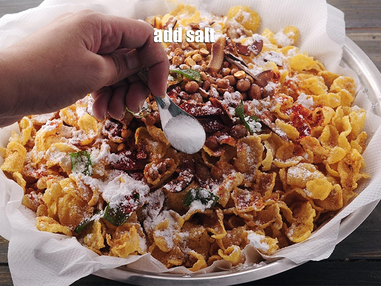 Step 30 – Add the salt. Add the chilli powder, powdered sugar and salt immediately so the spice …