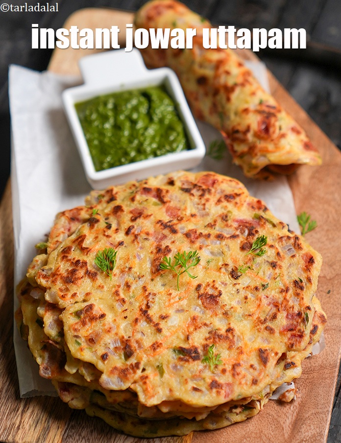 Step 28 – Serve <strong>jowar uttapam | instant jowar uttapam | healthy jowar flour pancake with vegetables | …