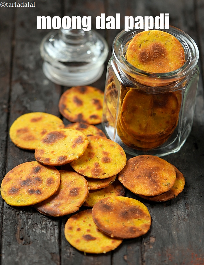 Step 36 – Cool completely.&nbsp;Use <strong>moong dal khakhra |&nbsp;moong dal papdi | healthy non-fried moong dal crispy jar …