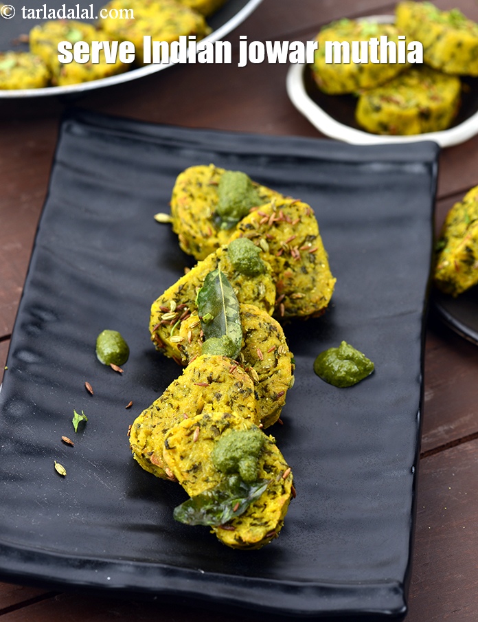 Step 26 – Serve <strong>methi jowar muthia recipe | Indian jowar muthia | healthy methi jowar steamed muthia …