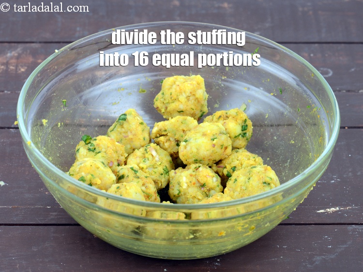 Step 29 – Divide the stuffing into 16 equal portions.