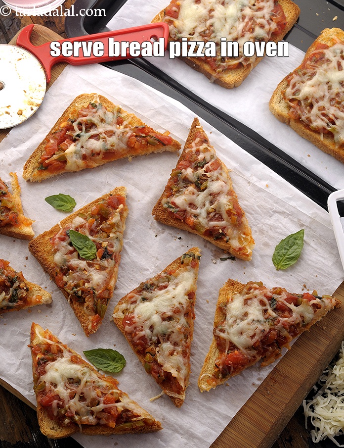 Step 26 – Serve <strong>bread pizza</strong> immediately or else it will turn soggy.