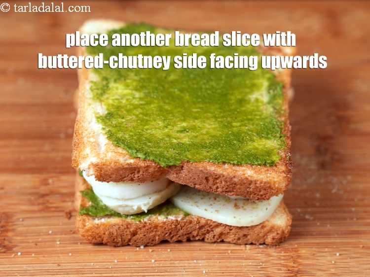 Step 29 – Place another bread slice over it, with the buttered-chutney side facing upwards.