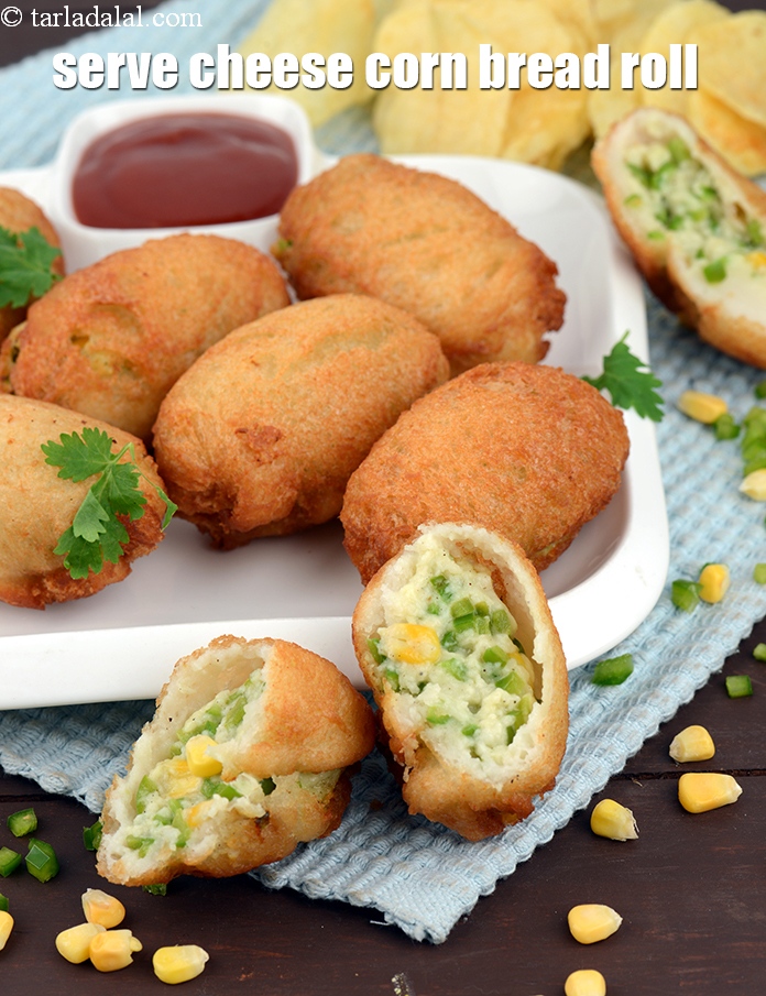 Step 27 – Serve <strong>corn capsicum roll recipe | Indian corn cheese capsicum roll | cheese corn bread …