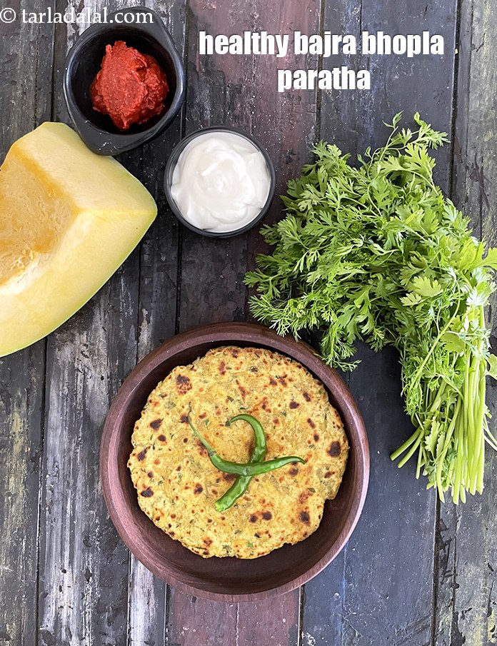 Step 30 – Serve <strong>bajra kaddu ki roti &nbsp;| &nbsp;bajra kaddu ka paratha |&nbsp;healthy lehsun bajra bhopla paratha …