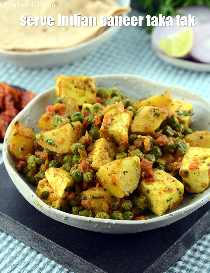 Step 27 – Serve <strong>paneer peas and potato taka tak recipe | Indian paneer taka tak | matar …