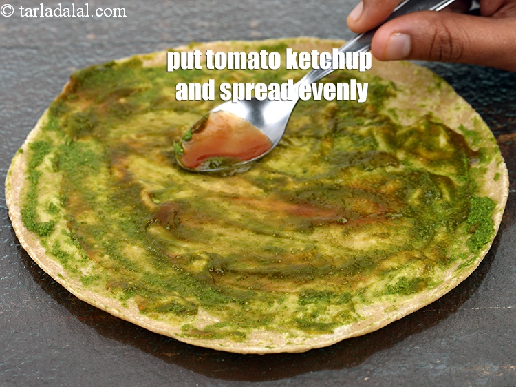 Step 28 – Put 1 tsp of tomato ketchup and spread it evenly.