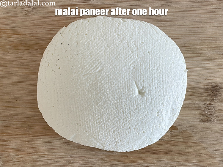 Step 37 – Remove muslin cloth. Your malai paneer will look like this after 1 hour.