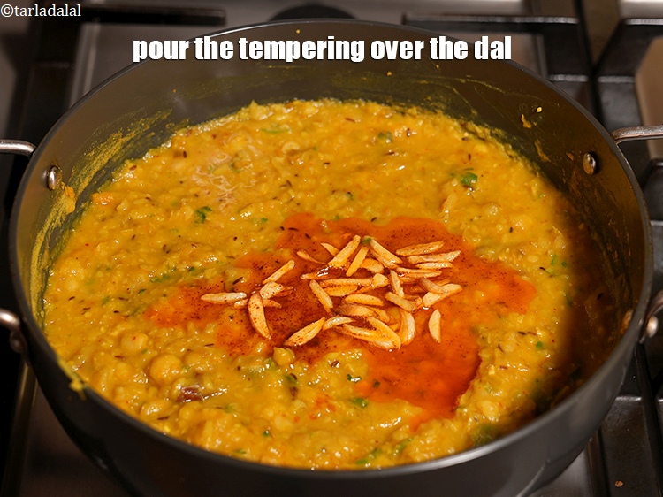 Step 34 – Pour the tempering over the dal.