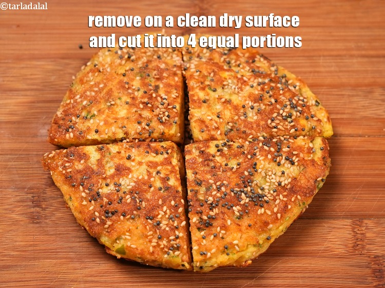 Step 35 – Remove on a clean dry surface and cut it into 4 equal portions.