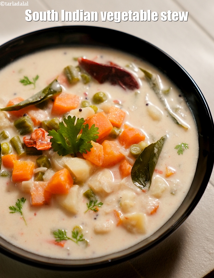 Step 32 – Garnish with coriander and serve&nbsp;<strong>vegetable stew</strong><strong> |&nbsp;coconut vegetable stew | South Indian&nbsp;vegetable stew</strong><strong> |&nbsp;</strong>hot with&nbsp;<a …