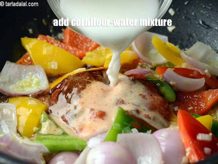 Step 29 – Add cornflour-water mixture.