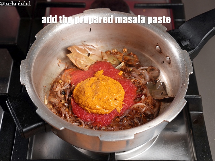 Step 28 – Add the prepared masala paste.