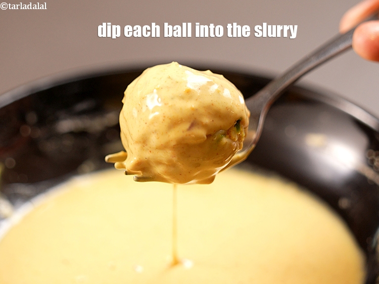 Step 29 – Dip each ball into the slurry.