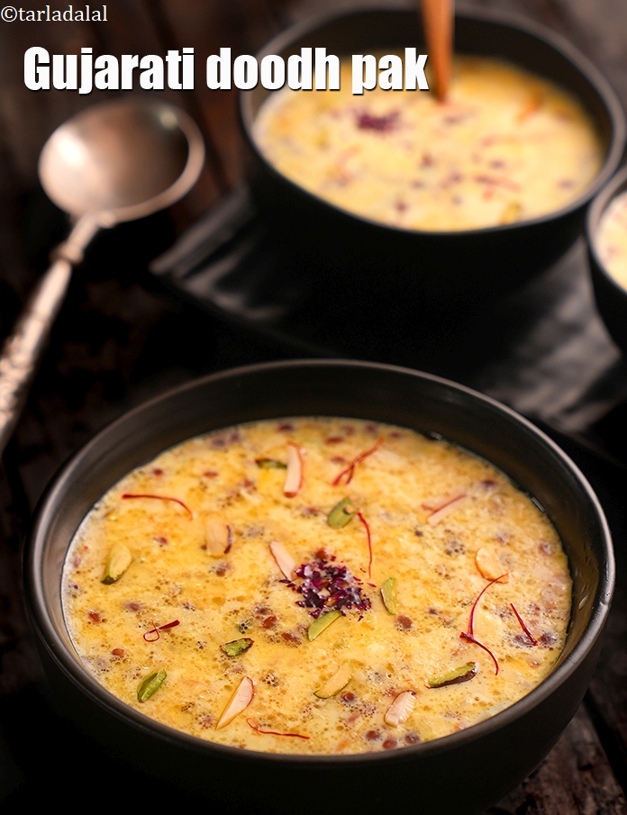 Step 28 – Serve the <strong>doodh pak recipe | Gujarati doodh pak | dudhpak |</strong>&nbsp;hot or chilled.