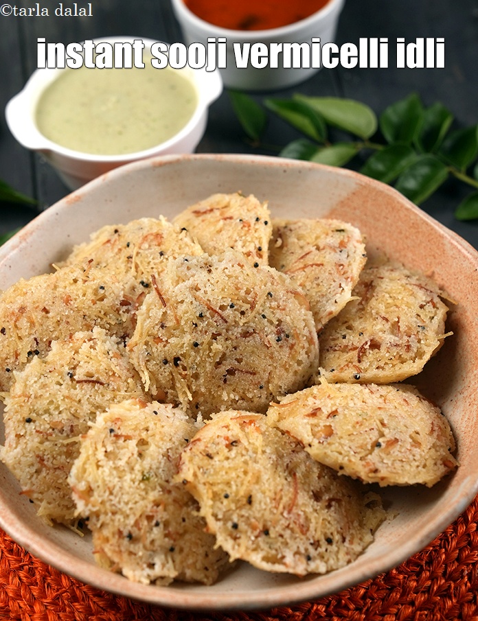 Step 33 – Serve <strong>vermicelli idli</strong> hot with sambhar and coconut chutney.