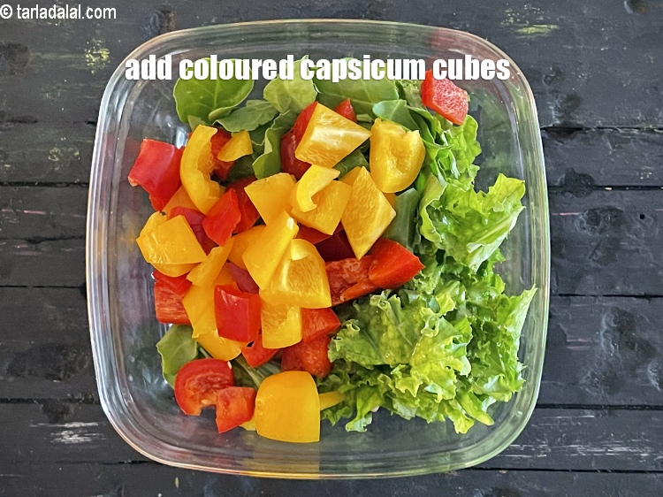 Step 28 – Add&nbsp;<meta charset="UTF-8" /><strong>1&nbsp;cup</strong>&nbsp;coloured&nbsp;<a href="glossary-capsicum-cubes-170i">capsicum cubes</a>