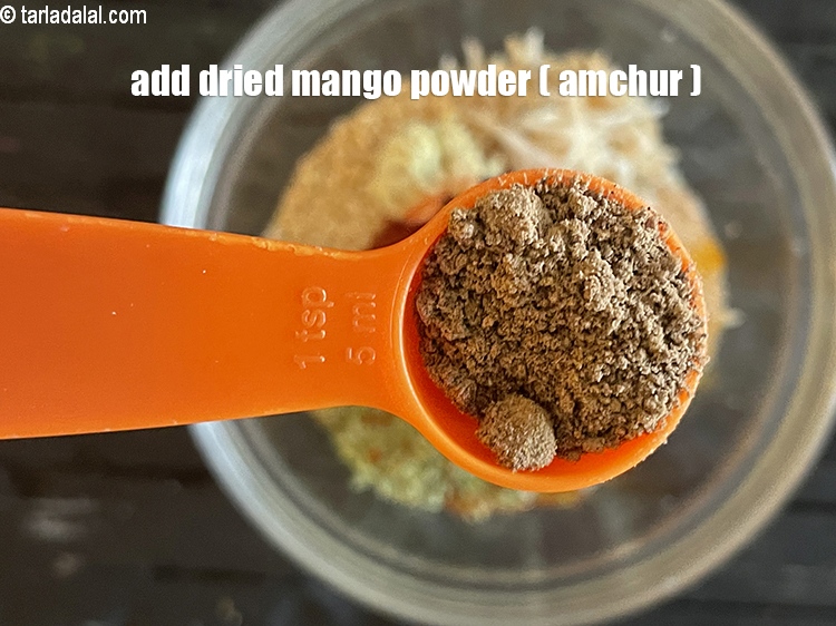 Step 28 – Add&nbsp;<meta charset="UTF-8" />3/4 tsp&nbsp;<a href="glossary-dried-mango-powder-amchur-powder-148i">dried mango powder (amchur)</a>.
