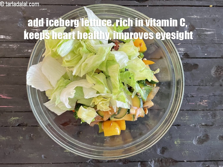 Step 29 – Add&nbsp;<meta charset="UTF-8" />2 cups&nbsp;<a href="glossary-iceberg-lettuce-iceberg-salad-ke-patte-499i">iceberg lettuce</a>&nbsp;, torn into pieces.&nbsp;Being rich in&nbsp;<a href="https://www.tarladalal.com/recipes-for-Vitamin-C-Rich-Indian-Recipes-804" target="_blank">Vitamin C</a>&nbsp;works as …