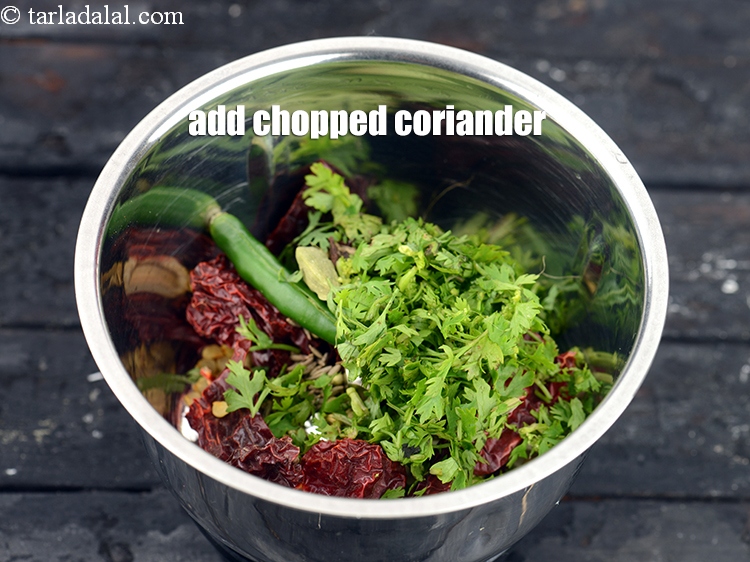 Step 29 – Add 2 tbsp&nbsp;<a href="https://www.tarladalal.com/glossary-chopped-coriander-783i">chopped coriander (dhania)</a>.