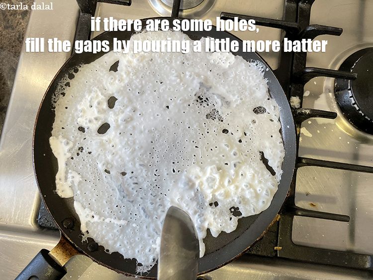 Step 28 – If there are some holes, add a little more batter.