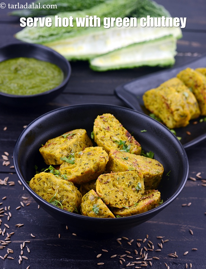 Step 28 – Serve hot&nbsp;<strong>karela muthia recipe | Indian bitter gourd steamed dumpling | healthy diabetic snack recipe …