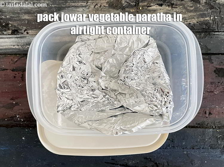 Step 28 – Place in an airtight container. These <strong>jowar vegetable parathas | healthy jowar thepla | tiffin …