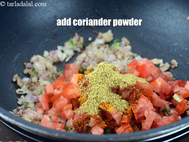 Step 28 – Add 1 tsp <a href="https://www.tarladalal.com/glossary-coriander-powder-dhania-powder-370i">coriander (dhania) powder</a>.