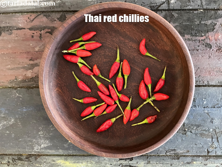 Step 14 – Thai red chillies. Easily available in India.