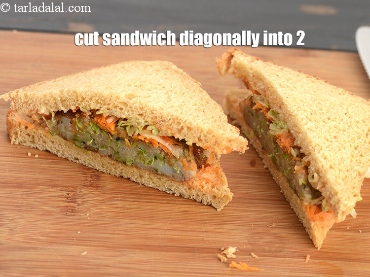Step 29 – Cut the sandwich diagonally into 2.