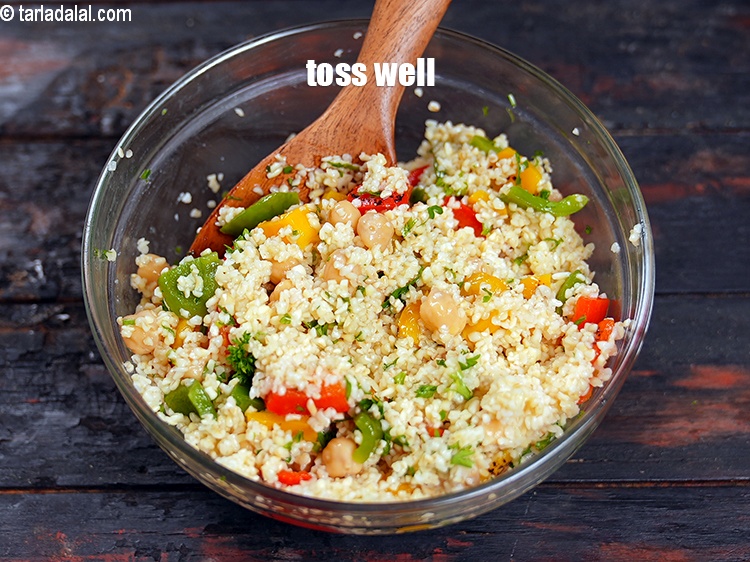 Step 28 – Toss <strong>broken wheat salad | kabuli chana broken wheat Indian salad</strong> |&nbsp;<strong>folic acid, vitamin B3, …