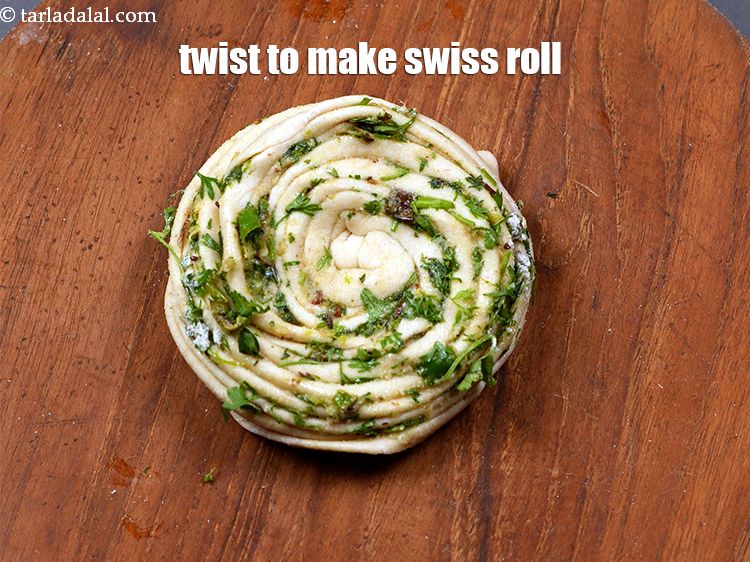 Step 28 – Twist to make a swiss roll.
