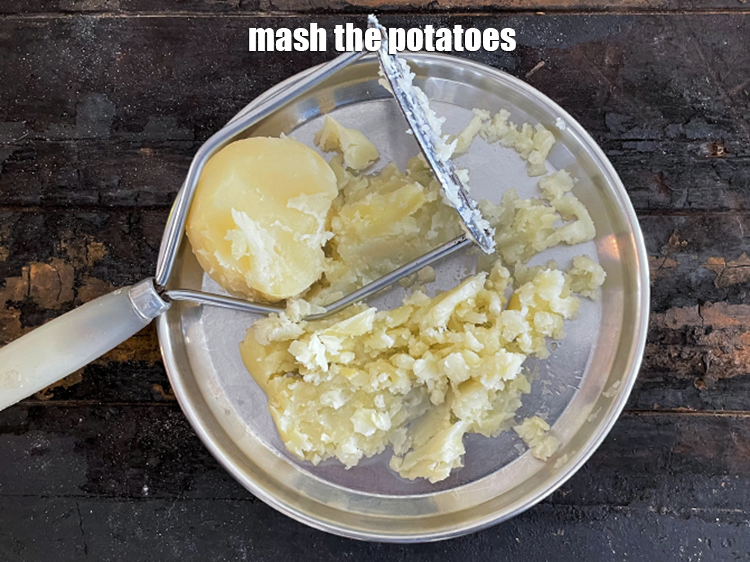 Step 40 – Use a potato masher to mash the potaotes. Your boiled, peeled and mashed potaotes are …