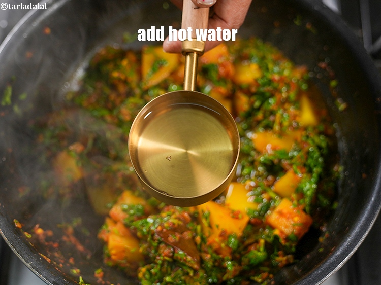 Step 29 – Add &frac12; cup hot water.