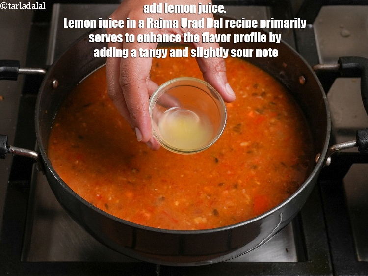 Step 29 – <p>Add 1 tbsp <a href="https://www.tarladalal.com/glossary-lemon-juice-numbi-ka-ras-nimbu-ka-juice-471i">lemon juice</a>. Lemon juice in a Rajma Urad Dal recipe primarily …