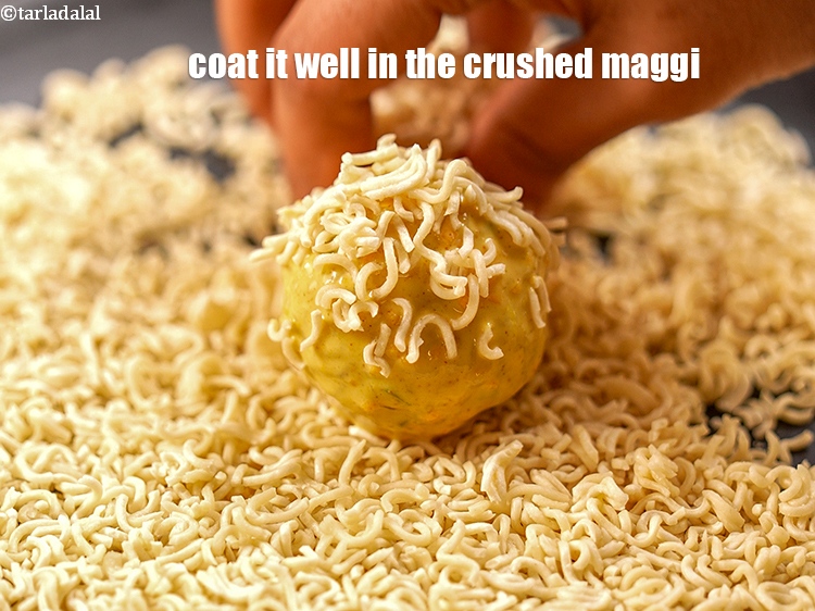 Step 30 – Coat it well in the crushed maggi.