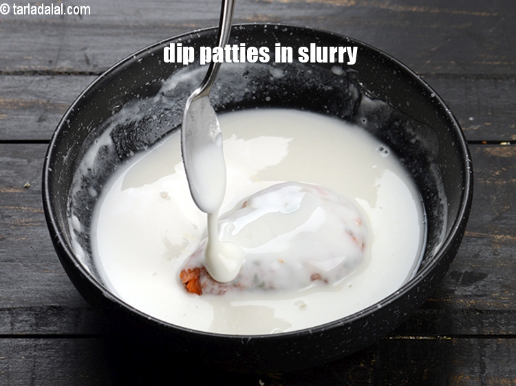 Step 30 – Dip each patties in the prepared slurry.